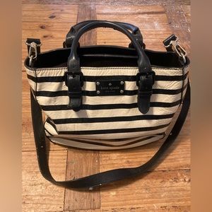 Kate Spade New York Black and Cream Striped Bag